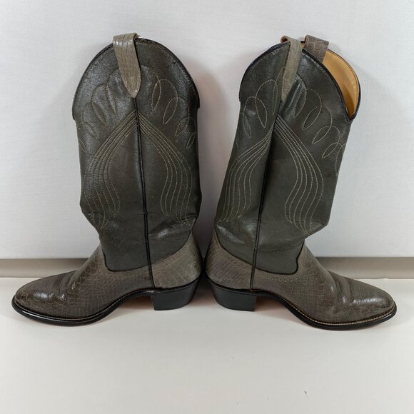 Laredo Womens Western Cowboy Brown Snakeskin Leather Boots 2" Heel Size 9 - Picture 2 of 14